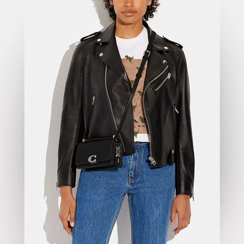 NWT Coach Bandit Crossbody Bag Luxe Refined Calf Leather Black Silver CD724 - Picture 7 of 16